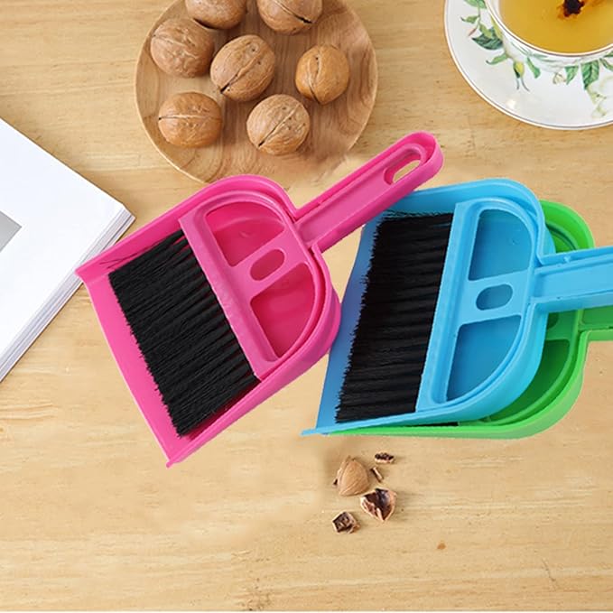TOPZEA 6 Pack Mini Dust Pan and Brush Set, Mini Hand Broom Dustpan Set Hand Whisk for Table, Desk, Countertop, Keyboard, Cat, Dog and Other Pets