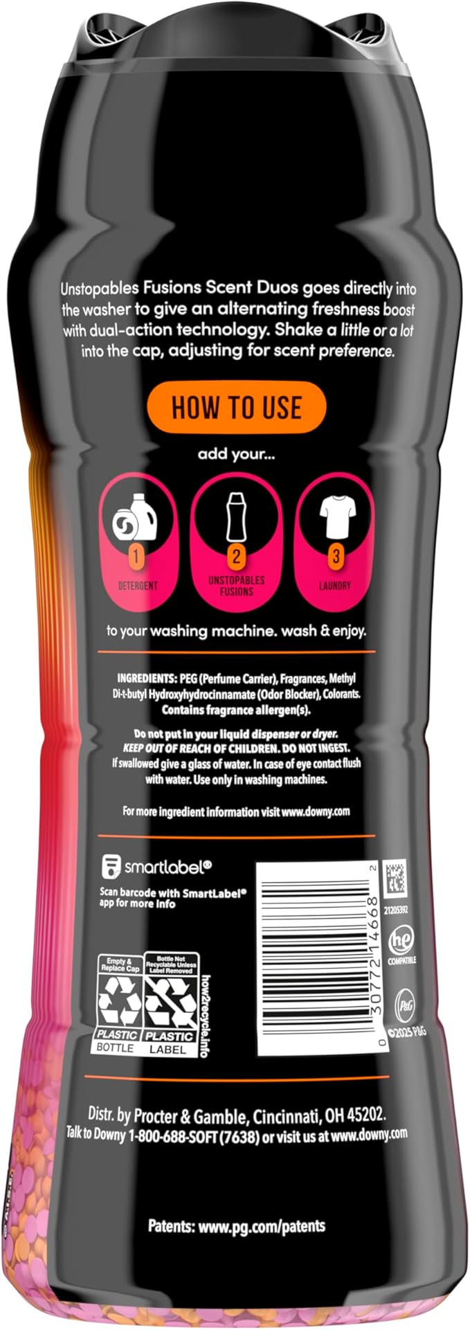 Downy Unstopables Fusions Scent Duos Laundry Scent Booster Beads, Sunset and Citrus Scent, 21.1 OZ, 24hr non-stop freshness with 2 in 1 dual scent laundry scent beads