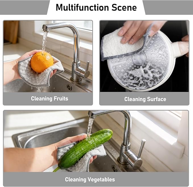 XANGNIER 10 PCS Multipurpose Wire Dishwashing Rags,2025 New Upgrade Non Scratch Wire Dishcloth, Four-Layer Silver Mesh Dish Cloths,Steel Wool Cleaning Cloths,Multi Purpose Metal Wash Miracle Cloths