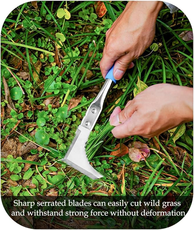 Kosoyo Crack Weeder Crack Weeding Tool Sawtooth Wave Manual Scythe Stainless Steel Gardening Tool -11.42"