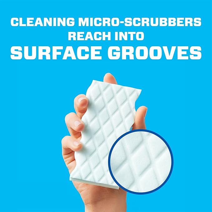 Mr. Clean Magic Eraser Sponge, All Purpose Cleaner, Cleaning Scrubber, Wall Cleaner, Sneaker Cleaner, Kitchen, Bathroom, Shower Cleaning Supplies, Melamine Sponge, Cleaning Pads, Extra Durable, 4ct