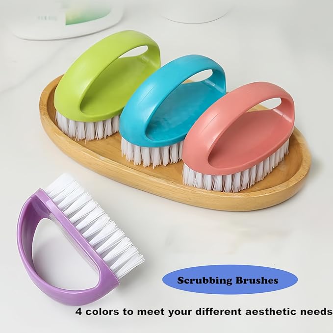 2 Pack Scrubbing Brushes for Cleaning, Heavy Duty Scrub Brush Nylon Stiff Bristles,Scrubber Cleaner Brush for Bathroom,Showe,Sink,Kitchen,Bathtub,Floor,Multi-Purpose Cleaning Brush (Pink + Purple)