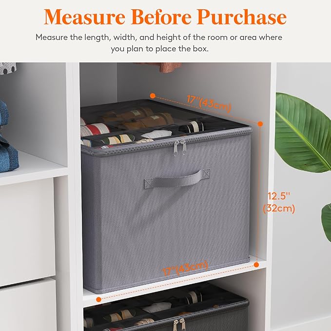 Lifewit Shoe Storage Organizer for Closet, Fabric Large Shoe Box Storage Containers with Clear Cover, Foldable Bins for Boots Heels Sneakers Fits 24-32 Pairs (Each 12-16 Pairs) 2 Pack Gray