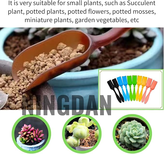 10Pcs NINGDAN Mini Shovel,Plastic Mini Gardening Shovel Spoons Soil Scoops,Cultivation Digging Transplanting Tools for Succulents Potted Flowers,Milk Powder/Coffee Beans Scoops (5 Bright Colors)