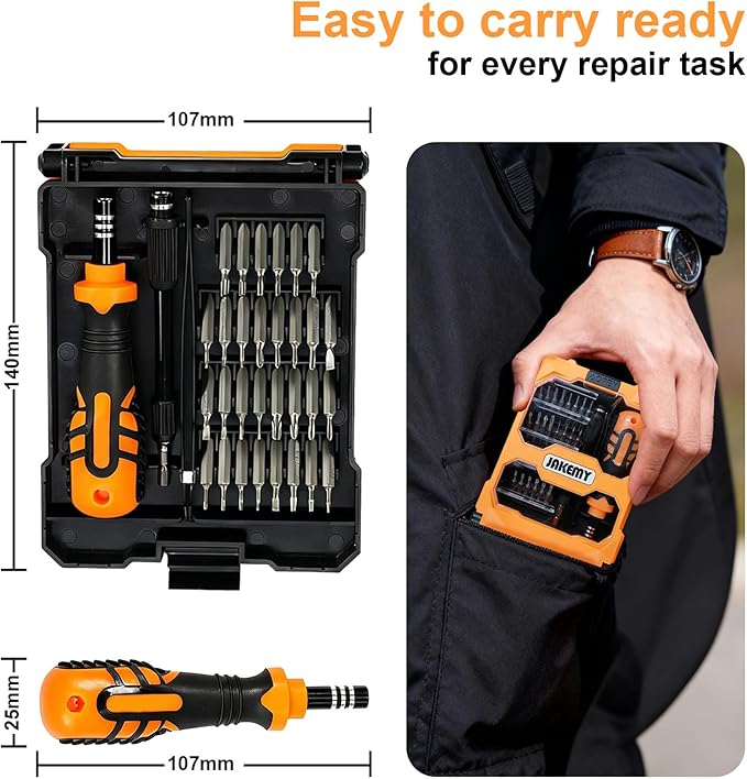 Small Screwdriver Set By JAKEMY, 33 in 1 Precision Screwdriver Kit, Magnetic Replaceable Screwdrivert Bits Repair Tool Kit Opening Tool and Tweezer for Phone Cellphone PC Electronics