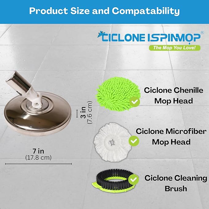 Stainless Steel Professional Mop Plate - Heavy Duty Spin Mop Replacement Base - Commercial & Industrial Use Suitable for Home, Office, Hospitals, Hotels for Floor Cleaning