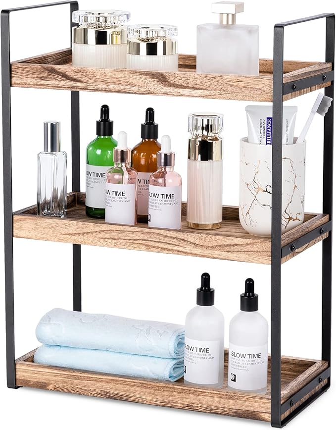 Giftacity 3-Tier Countertop Organizer for Bathroom Counter Stylish Wood Bathroom Vanity Organizer Shelf Storage - The Perfect Addition to Your Counter Decor