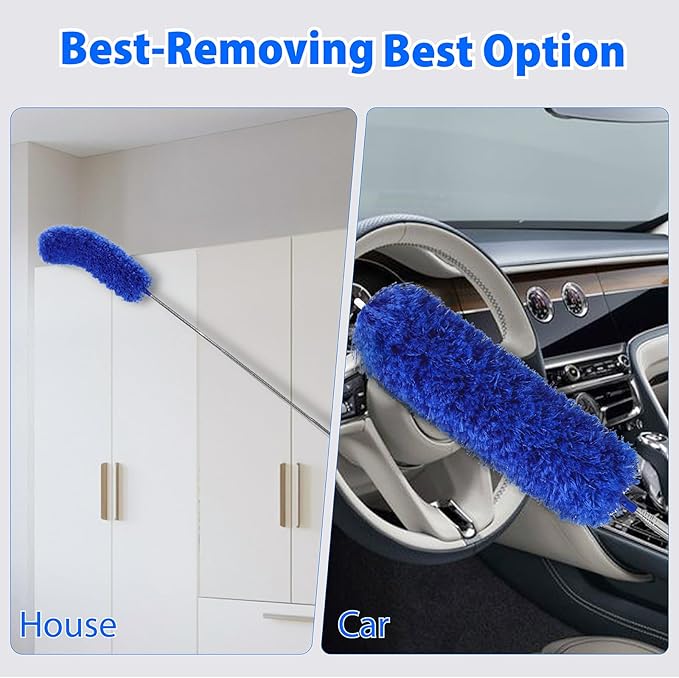 Duster with 80" Extension Pole for Cleaning, Bendable Duster Microfiber Head,Washable Cleaning Duster for Cobweb Cleaning,High Ceilings,Fan,Home,Furniture,Car