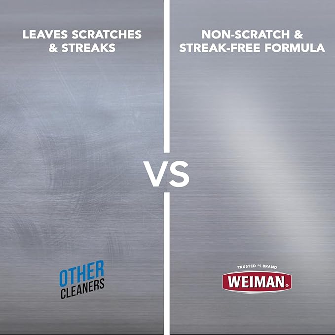 Weiman Stainless Steel Cleaner & Polish, 2 Pack Aerosol, Anti Fingerprint Spray Stainless Steel Cloth, Water Spots & Grease, No Streaks or Residue, Safe for Metal Polish, Chrome, Appliances & Sinks