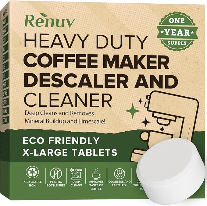 Renuv® Dishwasher Cleaner + Coffee Maker Cleaner Bundle - Heavy Duty Kitchen Appliance Deep Cleaning, Descaling, (12 Tablets of each)