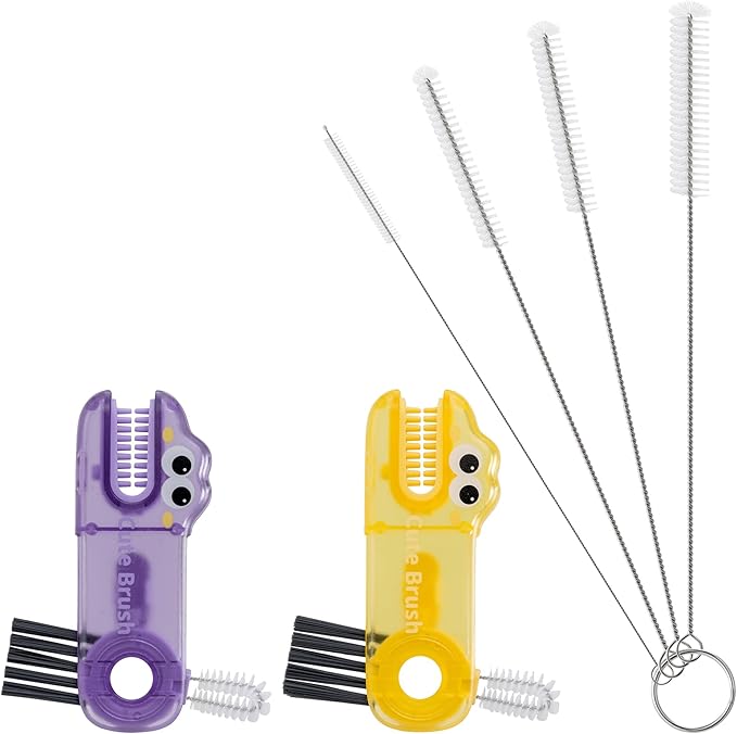 Bottle Brush Cleaning Set Includes 4 Straw Cleaning Brushes, 2 3-in-1 Multi-Function Portable Travel Cup Lid Crevice Brushes, Straw Brushes, and Household Kitchen Cleaning Tools