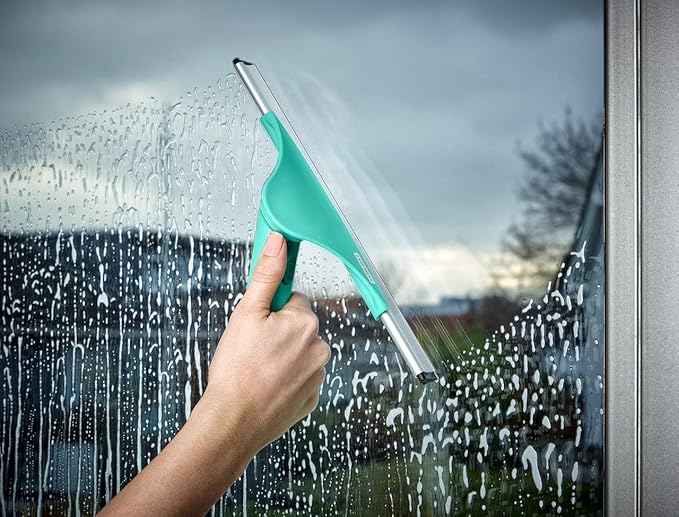 Leifheit Window Squeegee XL and Telescope Handle 200 cm, Window Wiping Set, Window Squeegee and Long Handle, Easy Window Cleaning Click System Handle