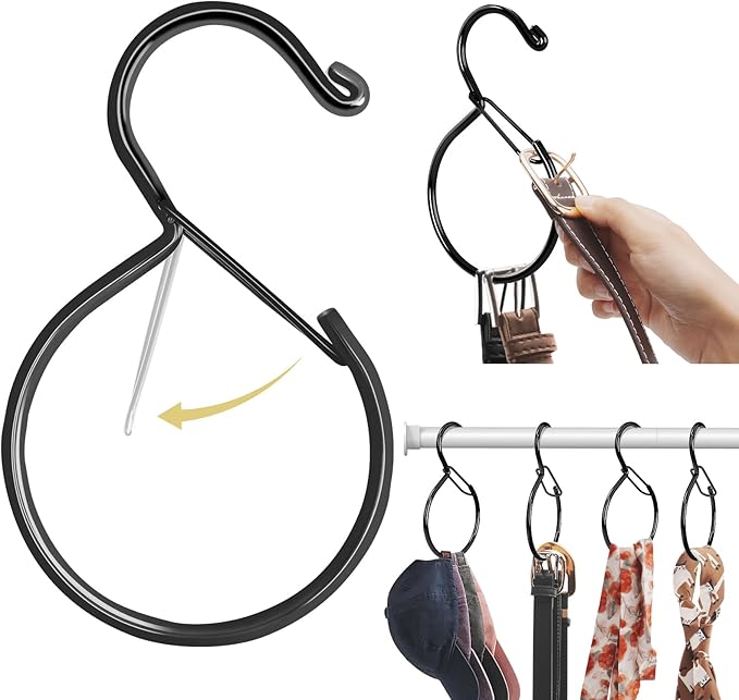 Supforce 2 Pack Belt Hanger, Belt Hanger for Closet, Rust-Proof Belt Organizer for Closet, Holds Ties, Scarves, hat, Bags & Accessories, Black