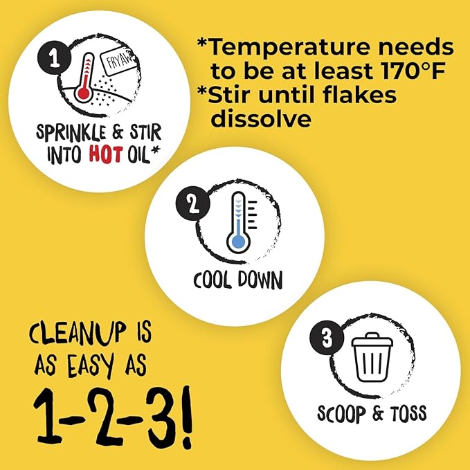 FryAway® Pan Fry Cooking Oil Solidifier Powder, 4 Packets, Solidifies Up to 8 Cups, Plant-Based Grease Solidifier for Easy Fryer Oil Disposal, Kitchen Grease Cleanup, As Seen on Shark Tank, Made in US