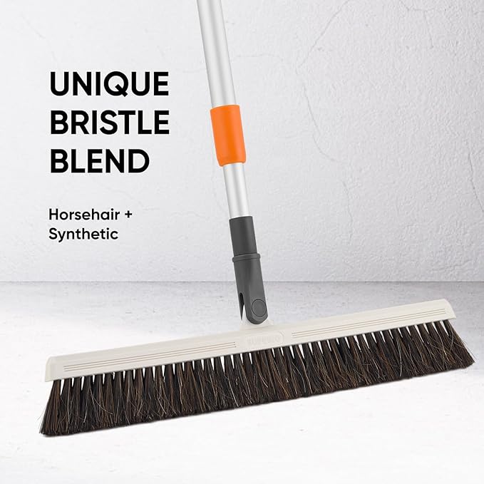 Horse Hair Broom Head – 18" Thin, Narrow (1 Inch) Upright Swivel Broom Head for Hardwood Floors – Soft Bristle Dust Broom for Dog Hair – Head ONLY
