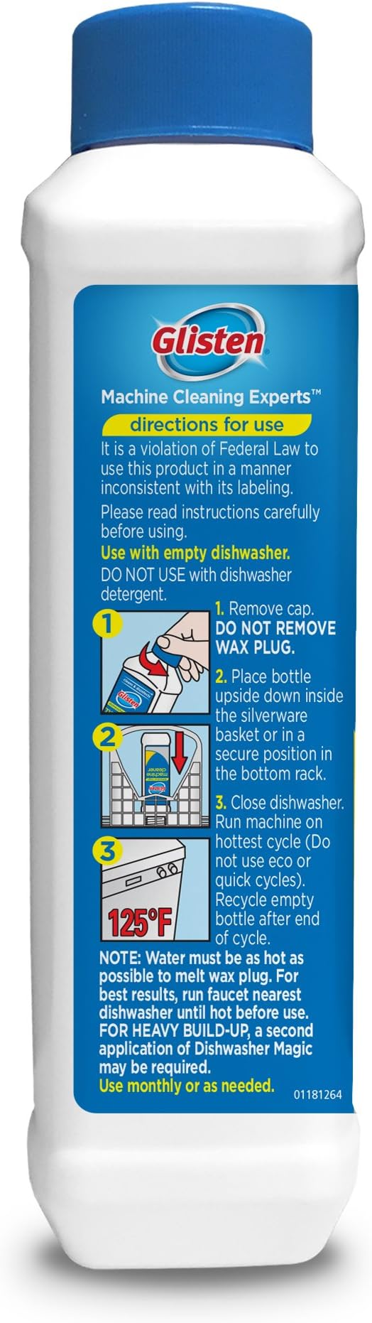Glisten Dishwasher Magic Disinfectant & Cleaner Lemon 12 Oz