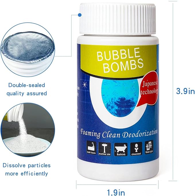 2 Pcs Powerful Magic Bubble Bombs Drain Cleaner - Fast Foaming Pipe Cleaner Powder Dredge Agent for Kitchen Toilet Pipeline Quick Cleaning Tool