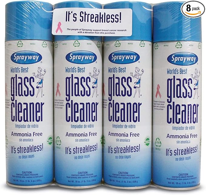 Sprayway IUYEHDUH 443331 Ammonia Free Glass Cleaner, 19 Oz. (Packaging May Vary) 8 Pack