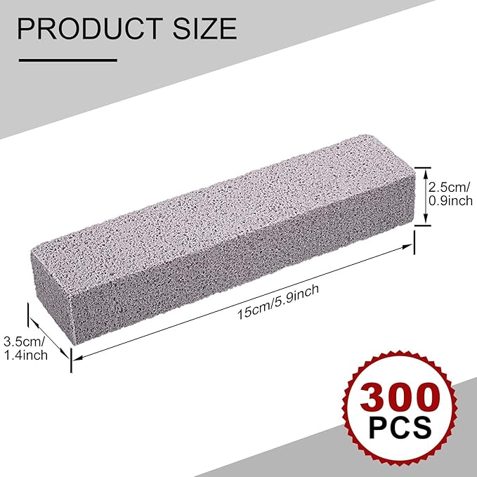Chinco 300 Packs Pumice Stone for Cleaning, Scouring Pad Removing Stain Grime Without Leaving Scratches for Kitchen Oven Stove Home Bathroom Toilet Pool House Cleaning Supplies