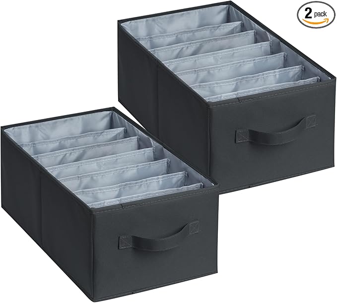 2 Pack Large Wardrobe Closet Organizer - Drawer Organizer Clothes, Efficient Sweatshirt Organizer for Closet, Versatile Closet Organizers and Storage (Black, 17.7" L x 9.8" W x 7.1" H)