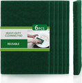 6-Pack Heavy-Duty Scouring Pads, Power Scrub Multi-Surface Scratch-Free 6"x4" in for Kitchen, Bathroom, Grill & Oven Racks