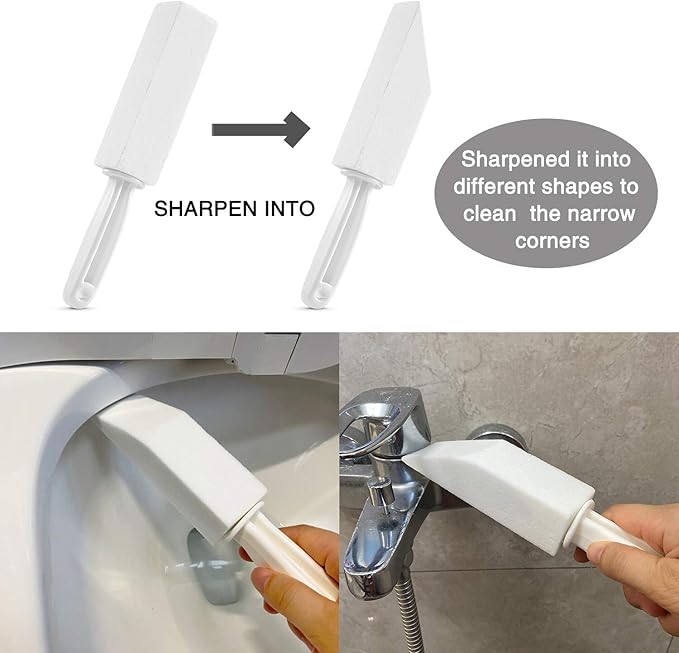 3 Pack Pumice Stone for Toilet Bowl Cleaning with Handle, Scouring Stick Remove Toilet Bowl Hard Water Rings, Calcium Buildup and Rust for Cleaning Toilet, Bathroom, Kitchen Sink, Grill (White)