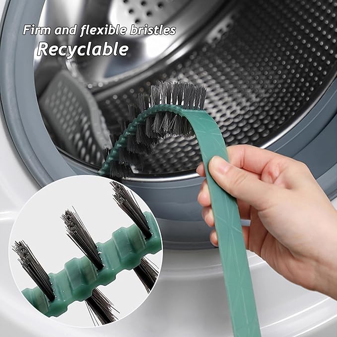 3 Pack Washing Machine Cleaning Brush, Crevice Brush of Drum Washing Machine, Home Essentials Cleaning Brush, Long Coil Brush Washing Machine Brush Stiff Bristle Cleaning Tool (3Pcs White)