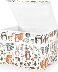 senya Large Storage Bins with Linen Collapsible Foldable Storage Cubes Fabric Closet Organizer Containers box with Flip-Top Lid for Home Bedroom Office 16.7 x 12.6 x 11.8in (Linen-woodland)