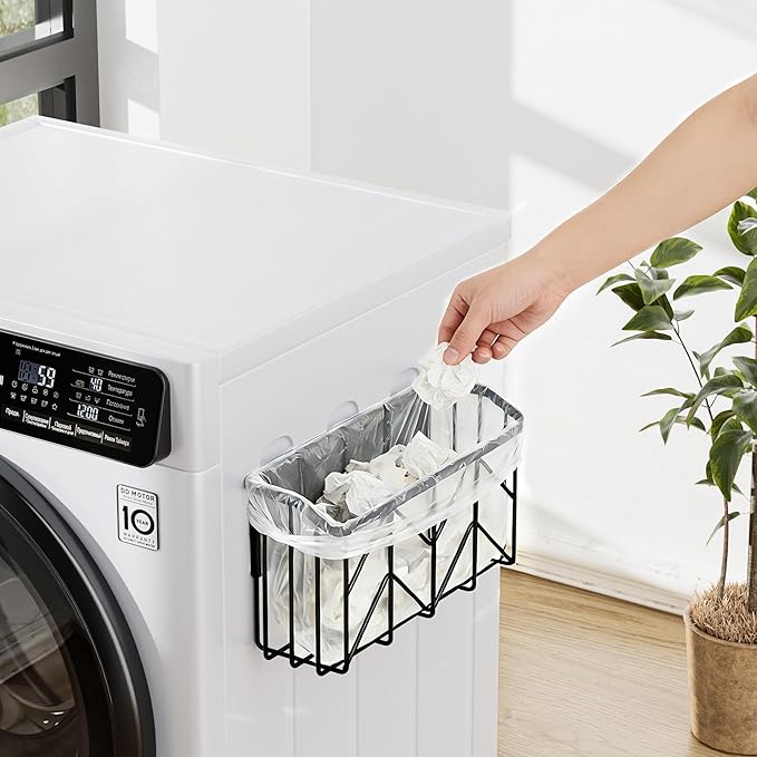 DAOYA Magnetic Dryer Ball Holder and Magnetic Hanger Holder Set - Magnetic Basket Storage for Dryer Balls, Laundry Pods, Dryer Sheets, Laundry Room Organization and Storage, Black