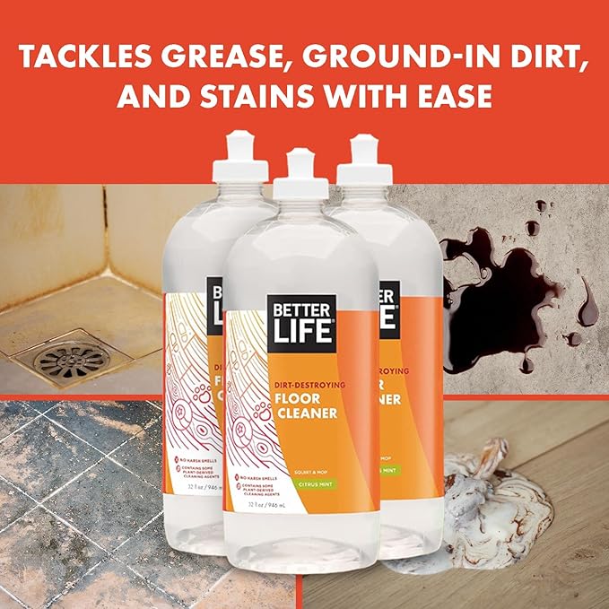 Better Life Floor Cleaner - Liquid Multipurpose Cleaner for Wood, Tile, Laminate, Vinyl, Bamboo for Mopping - Citrus Mint 1 Gallon Refill