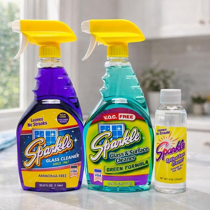 Sparkle Green Formula Glass Cleaner, 33.8 Oz Bottle