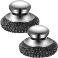 Onewly 2Pack Steel Wool Dish Scrubber, Stainless Steel Dish Brush with Ergonomic Stainless Steel Handle, for Cleaning Dishes, Cast Iron, Stock Pots, Pans, Griddles, Grills