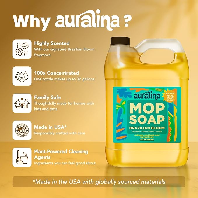 Luxury Mop Soap for Floor Cleaning - Highly Scented Brazilian Waves Concentrated Formula - Best Smelling Floor Cleaner for Mopping Tile, Wood & Laminate - R&W - No Residue, Pet Safe (32oz)