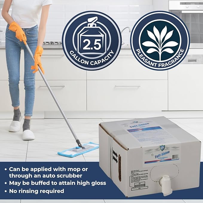 ULTRA SHIELD Tuff-Shine Bag-in-Box Floor Cleaner Shine Commercial & Janitorial Cleaning Supplies, Quick Instant Shine Concrete (Box of 2.5 Gallon)