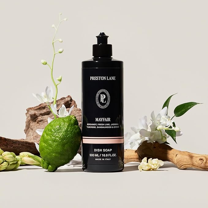 Preston Lane Luxury Dish Soap, Mayfair Scent | Plant Powered Formula with Essential Oils | Tough on Grease, Gentle on Hands | Vegan, Cruelty Free, Clean Ingredients