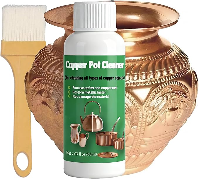 Truey Copper Pot Cleaner, Restores Shine & Removes Tarnish from Copper Wares, Multi-purpose Cleanser, Metal Polishing Compound detergent (60ml)