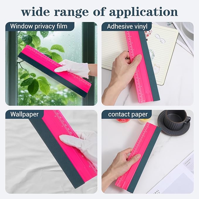 Felt Squeegee, 12 Inch Vinyl Squeegee Wallpaper Tools Window Tint Squeegees Wallpaper Smoothing Tool with 30CM Ruler, Window Tint Squeegees for Decals, Sticker Paper