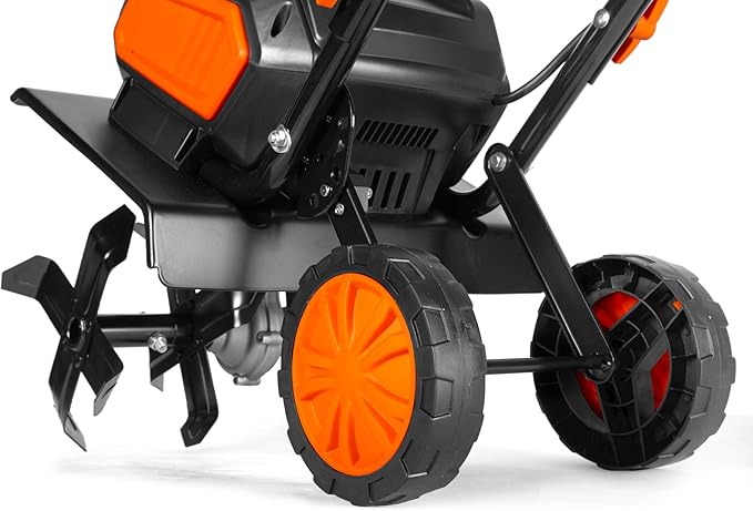 Wen 20V Max Cordless 14-Inch Brushless Electric Tiller with Two 4.0 Ah Batteries and Dual-Port Charger (20724)