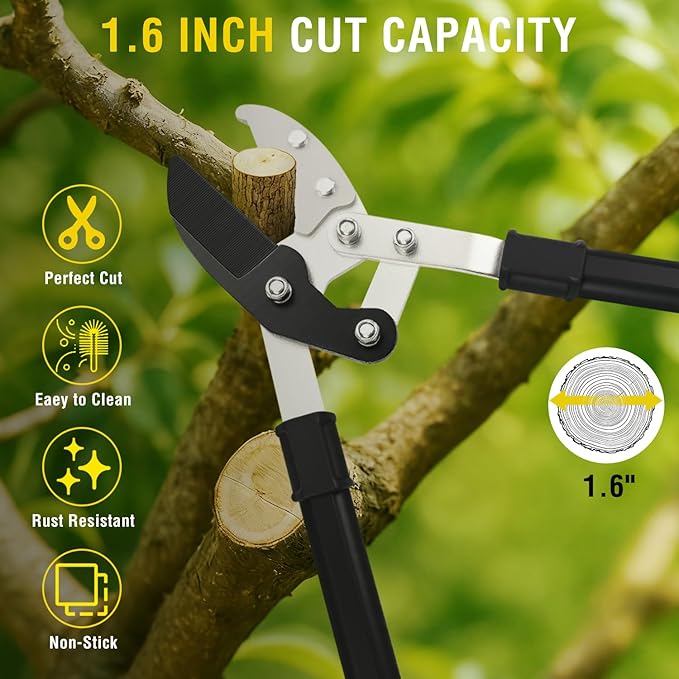 Yesker 29.5" Loppers Heavy Duty Tree Trimmer Sharp Anvil Blade Bypass Loppers up to 1.6 Inch Dia Cut Capacity Compound Action System Limb Branch Cutter Ideal for Tree Trimming Garden Maintenance