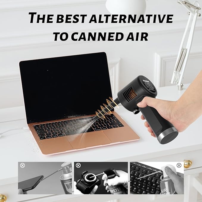 Svinkal Air Duster, Handheld Cordless Air Duster, Air Blower Rechargeable, Electric Compressed air Gun Battery Operation, for Cleaning Computer Keyboard Camera Lego Toys.