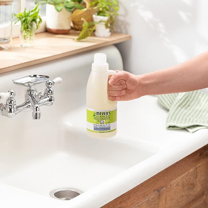 MRS. MEYER'S CLEAN DAY Probiotic Drain Maintenance Liquid,Lemon Verbena,Freshens Disposals and Drains,32 Fl Oz,(Pack of 2)