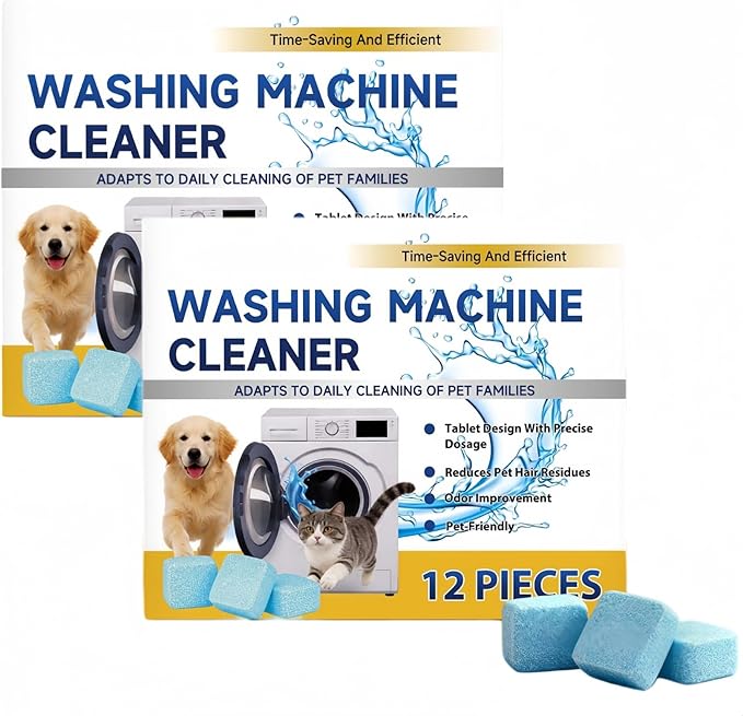 12 Pack Washing Machine Cleaner Tablets for HE Front & Top Load Washers, Deep Cleaning Washer Tablets Help Reduce Odors, Residue & Lint Buildup, Easy Dissolving Laundry Machine Cleaner (24)