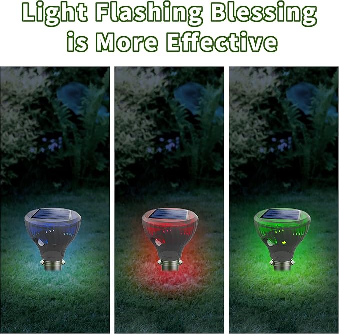4 Pack Mole Repellent Solar Powered,Gopher Repellents,Solar Powered Waterproof Vole Repellent, Flash&Vibration is Suitable for Lawn, Courtyard and Outdoor Mole Deterrent for Yard