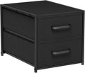 Homsorout Stackable Storage Drawers - 2 Tier Closet Drawers, Closet Organizer with Metal Handles, Night Stand with Collapsible Bins, Fabric Dresser for Bedroom, Dorm, Office, Black, 1 Pack