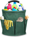 Qivine 17L Cleaning Caddy with Handle, Cleaning Supply Caddy, Foldable Tool Bag Cleaning Products Organizer, Portable Cleaning Bucket Caddy for Cleaning Supplies (Green)