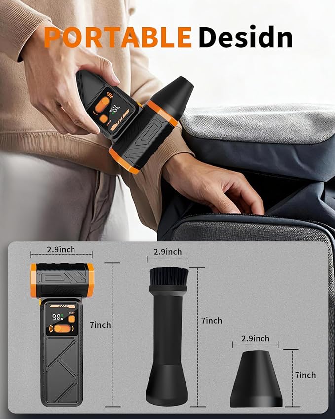 Compressed Air Duster,330,000RPM Electric Air Duster with LED Light,Rechargeable Cordless Mini Air Blower Adjustable Stepless Contorl,Dust Blower with LCD for Computer,Keyboard,House,Outdoor&Car
