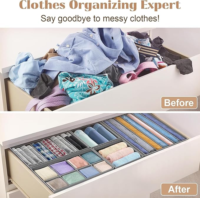 Dresser Drawer Organizer 8 Pack Clothes Underwear Sock Storage Magenta Drawer Dividers Grey Foldable Closet Organizer Storage Box Dresser Drawer Organizers