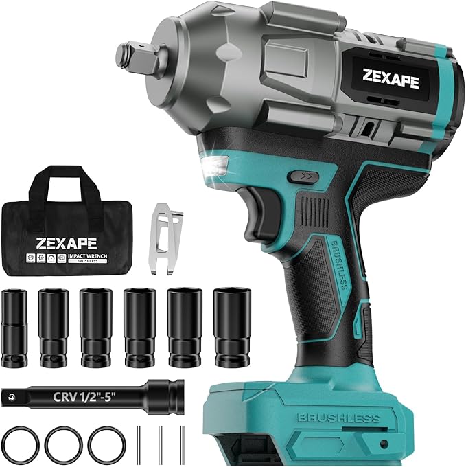 Cordless Impact Wrench 1/2 inch for Makita 18V Battery, Impact Wrench 1360N.m(950Ft-lbs) High Torque Brushless Electric Impact Gun, Power Impact Driver with 3-Mode Speed, LED Work Light(no battery)