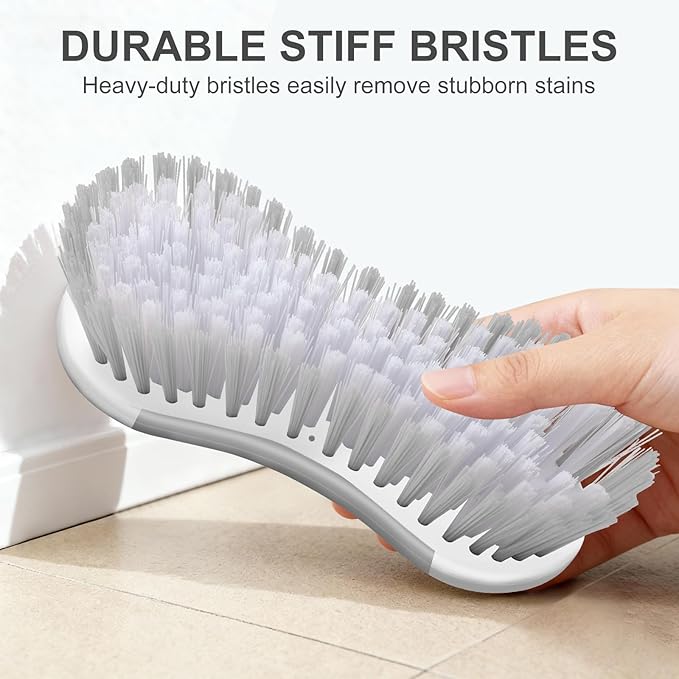SetSail Multi-Purpose Scrub Brush of 2 Pack, Stiff Bristles Cleaning Brush with Non-Slip Grip Heavy Duty Scrub Brushes for Cleaning Bathroom Kitchen Tile Bathtub Sink, Grey
