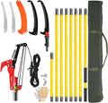 VINGLI Manual Pole Saw for Tree Trimming, 26 ft Extendable Tree Pruner, Sharp Steel Blade and Scissors, High Tree Branch Cutter with Lightweight 8 Fiberglass Long Handles, for Pruning Palms and Shrubs